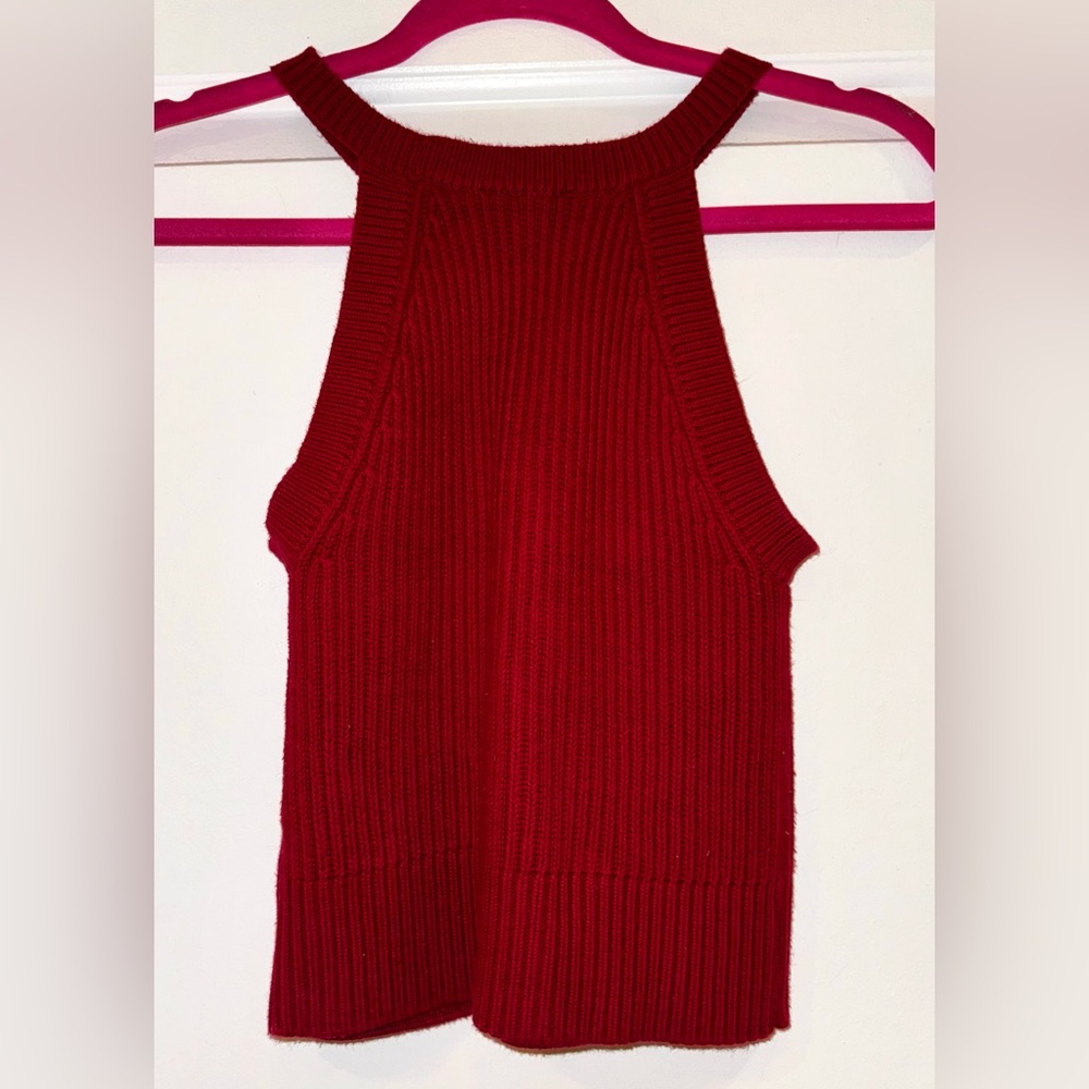 Express Knit Sweater Tank Top in Red Burgundy
